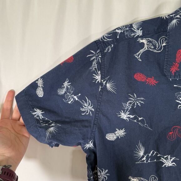 Levis Polo Shirt Men's Large Blue Pineapple Palm Trees Short Sleeve Button Up - Picture 4 of 11